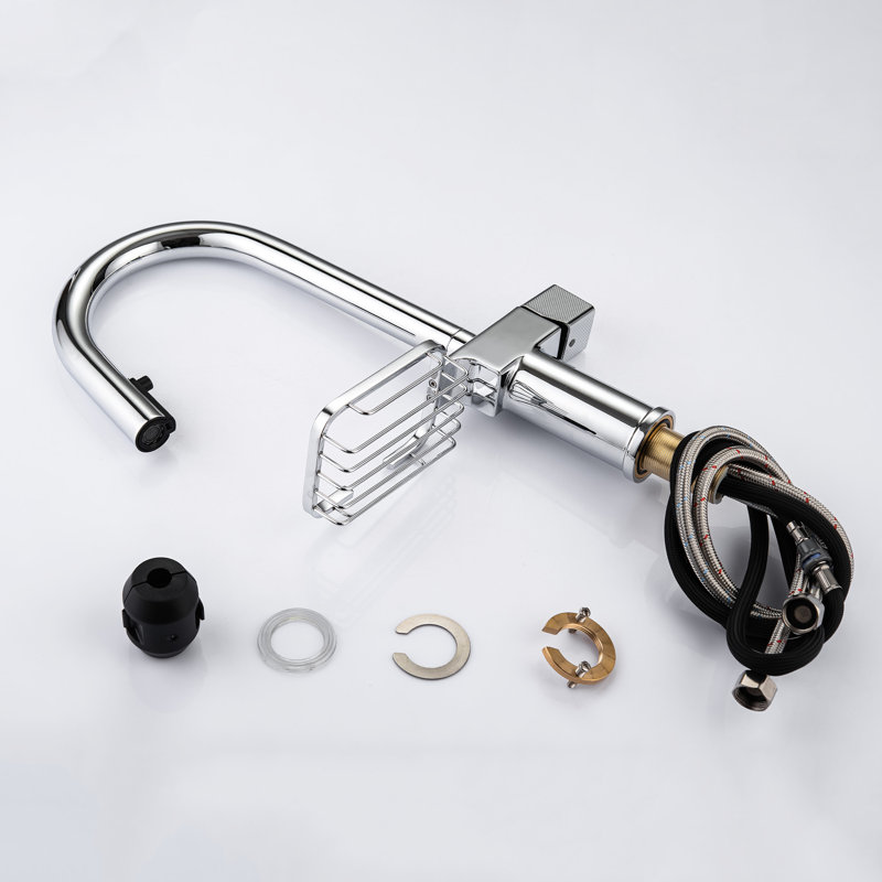 High - Arc Pull Down Kitchen Faucet Of Stainless Steel, Single Hole, Dual Spray Modes, 360 Rotation And Leak Valve Endurance Hole With Steel Body, Flexibility Easy Installation For Island Kitchens