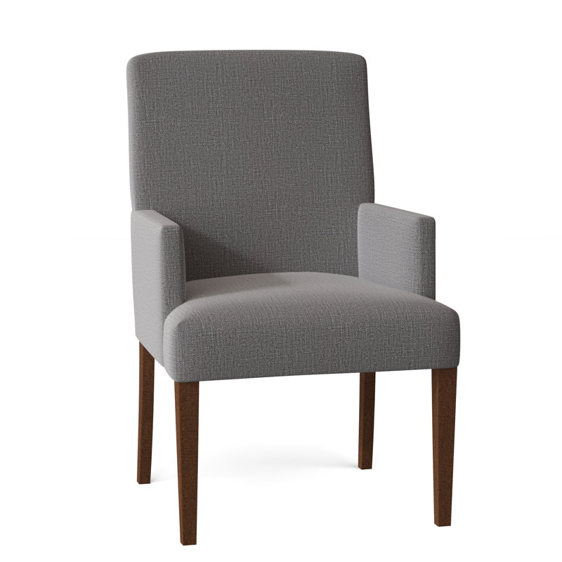 Chaise avec accoudoirs Deni, Noyer foncé, Gris anthracite performance