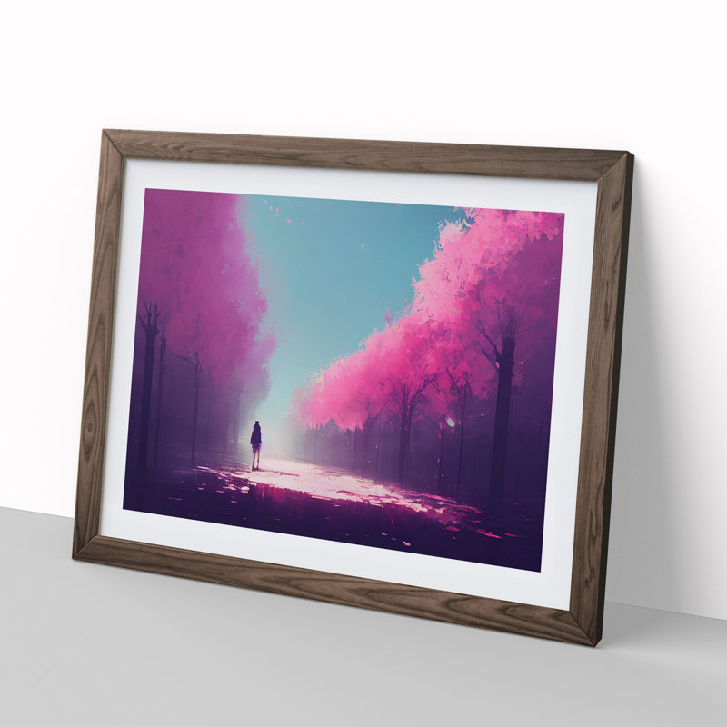 XH1022-6333X Mysterious Cherry Blossom Trees Vol.2 - Single Picture Frame Print, 46cm H x 64cm W, Walnut