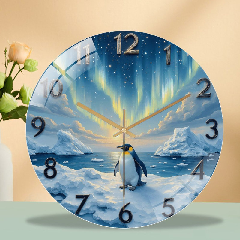 Horloge murale pingouin Aurora Borealis - 12 po
