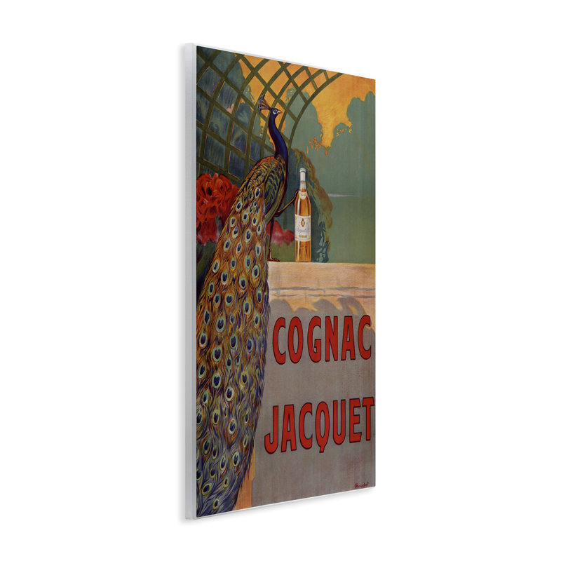 Plaque murale rétro cognac et paon, design par Marcus Jules, H 15 po x l 10 po