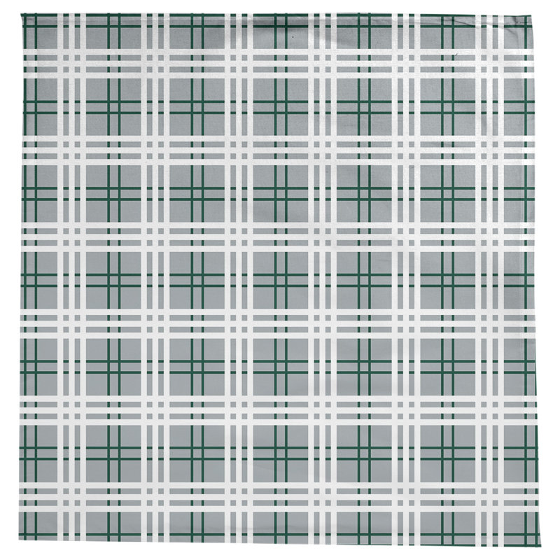 Plaid Cotton Blend Square Tablecloth, Gray/Hunter Green/White