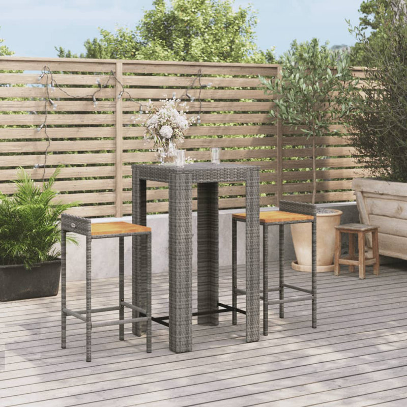 Laresca 40cm Solid Wood Bar Set, Grey