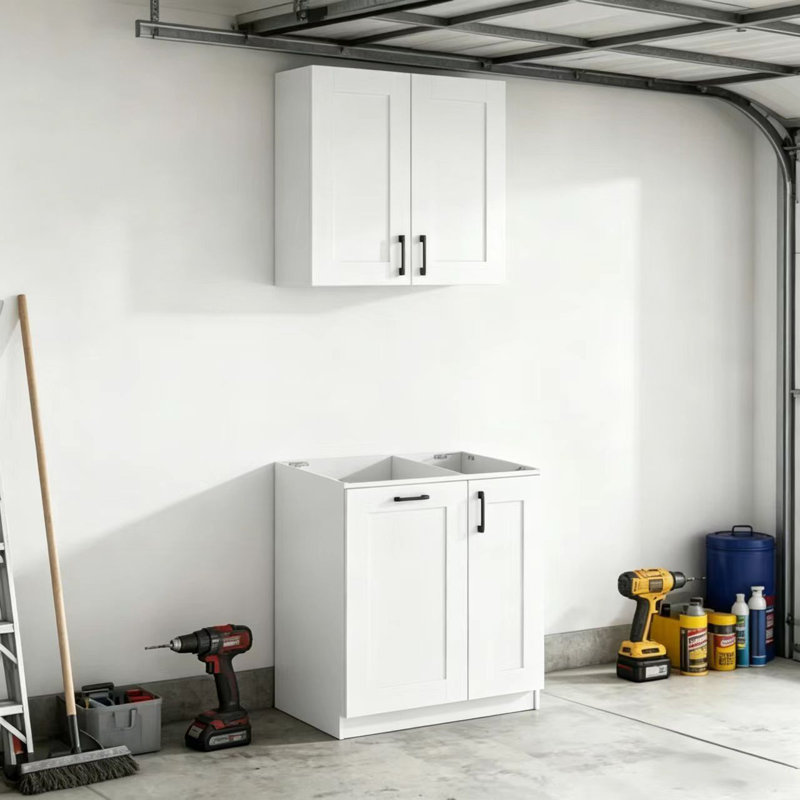 Ensemble de 2 armoires de rangement pour garage blanches