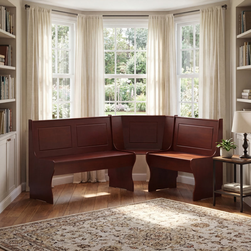Ensemble de coin-repas en bois Heartlynn Classic, Noyer rouge