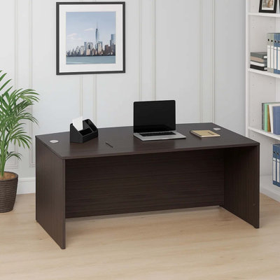 Pery Front Desk Shell, 71 Inch, Modesty Panel, Mocha Brown Melamine