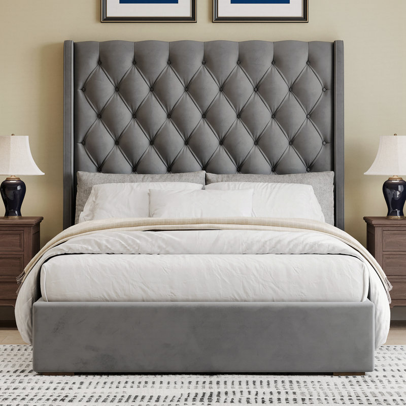 Headboard Upholstered Bed, Queen