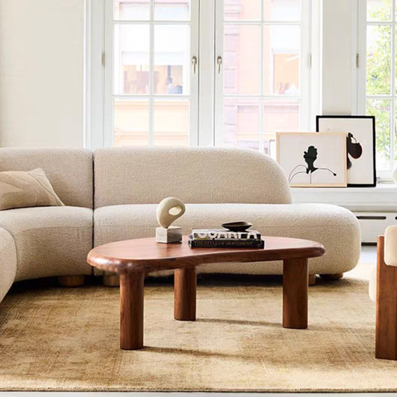 Wabi-sabi all solid wood shaped coffee table, 15.74" H x 55.11" W23.62" D