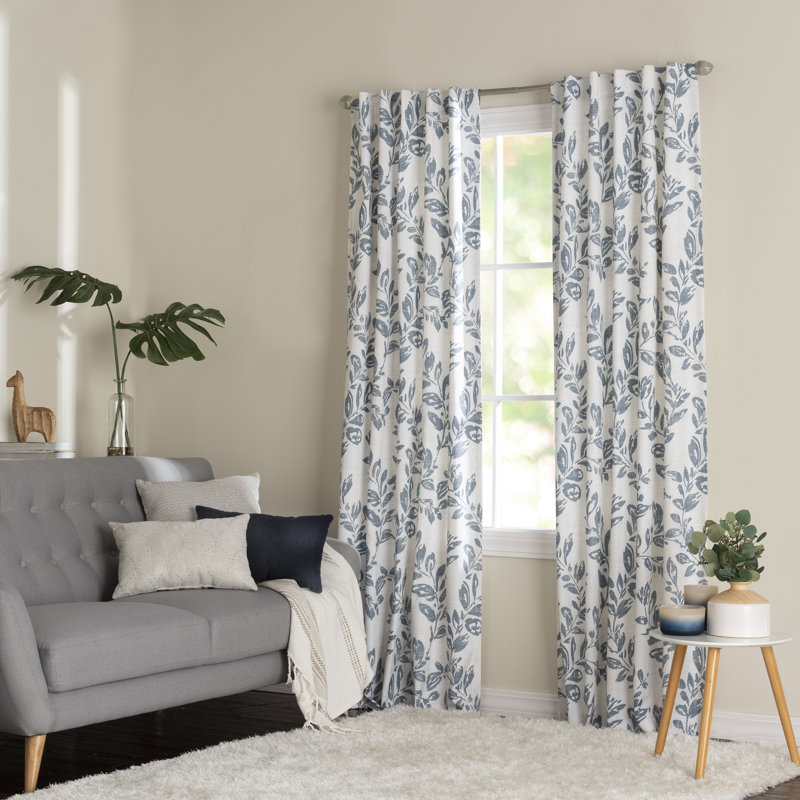 Etheldreda 100% Polyester Room Darkening Climbing Vine Printed Curtain Panel with  Rod Pocket Top and Hidden Back Tabs 