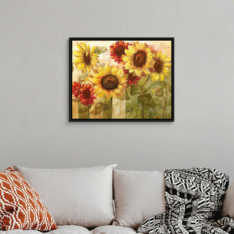 «Sunflower's Delight», art mural sur toile, H 30 po x l 24 po x P 1,75 po, Cadre noir