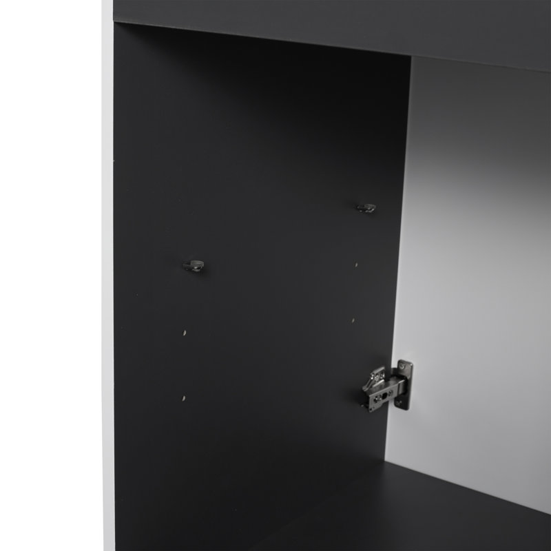 Meuble-lavabo autoportant avec lavabo en résine, Blanc, Noir, noir, noir, noir