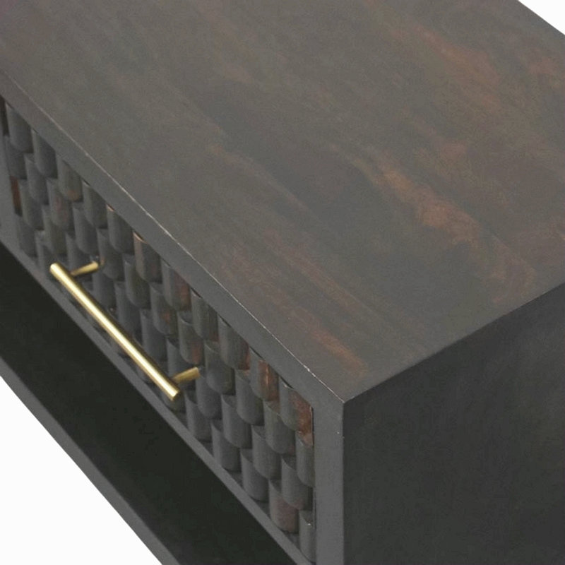Solid Wood Arno Shoe Storage Unit,2-Drawers,1-Shelf, Espresso