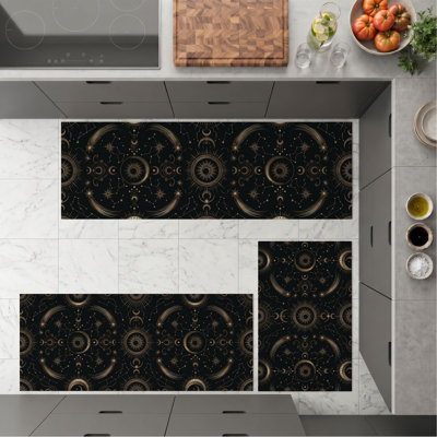 Celestial Motif Non-Slip Washable Kitchen Mats