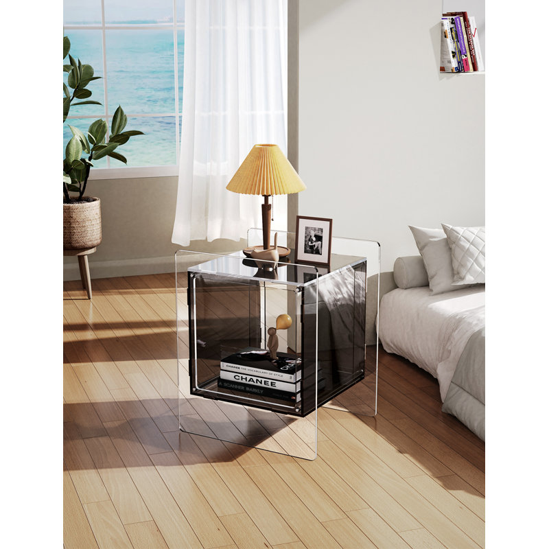 Samuelsson Acrylic Side Table, Nightstand Bedside Table, Black