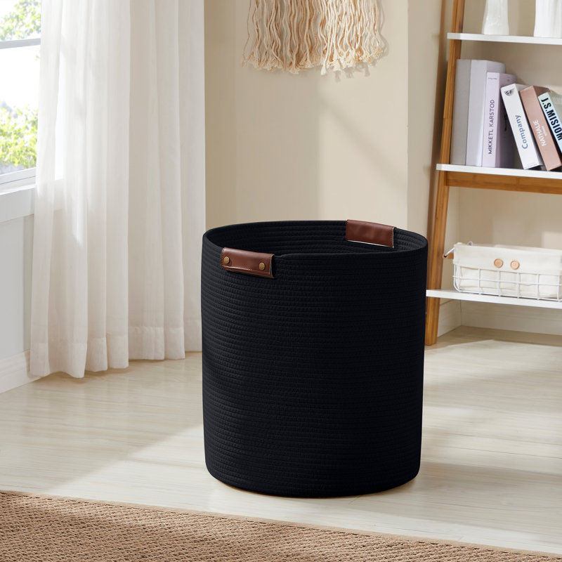 Fabric Laundry Hamper with Handles, Black
