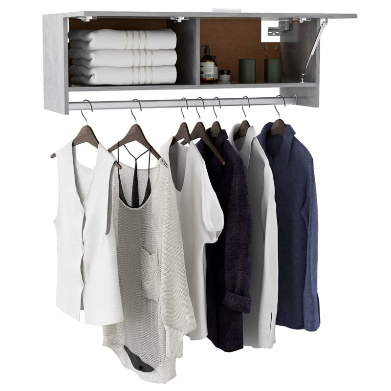 Ayanle 1 Door Wardrobe, Concrete Grey, 35cm H x 100cm W x 32.5cm D