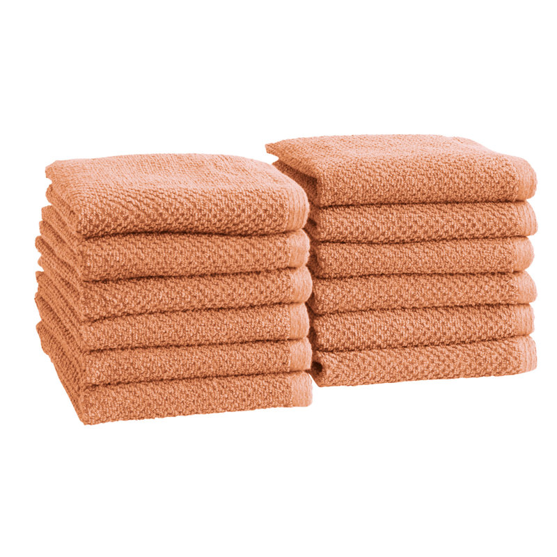 100% Cotton Textured Bath Sheet, Washcloth - 12 Pack, Dusty Rose
