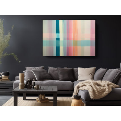Vivid Lines Abstract Canvas Prints With Pastel Tone Background, Contemporary Wall Art Canvas Print