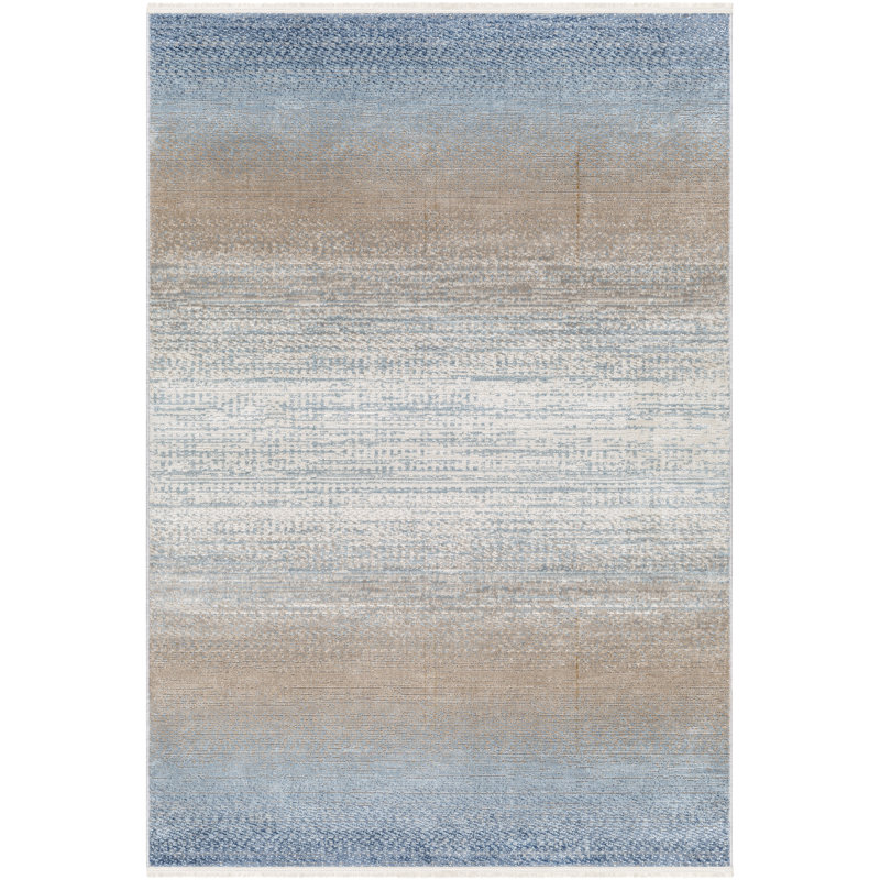 Demetra Rectangle Machine Woven Area Rug in Blue/Brown/Gray, Rectangle 9'2" x 12'