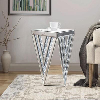 Silver Mirrored End Table Small Side Table Mirrored Coffee Table