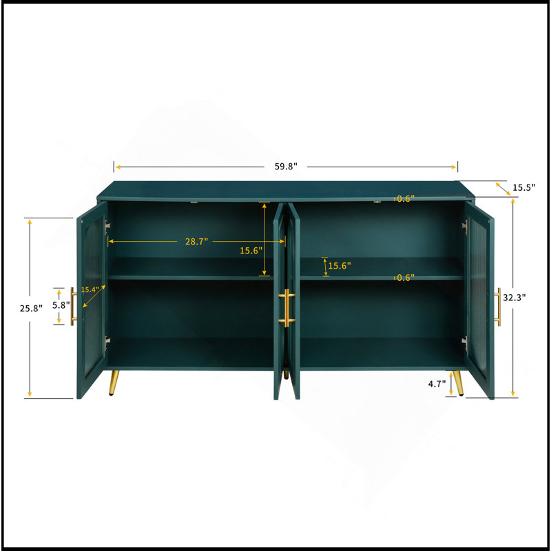 Meuble télé polyvalent avec tablettes réglables et armoire de rangement pour une organisation et un style améliorés, Marine