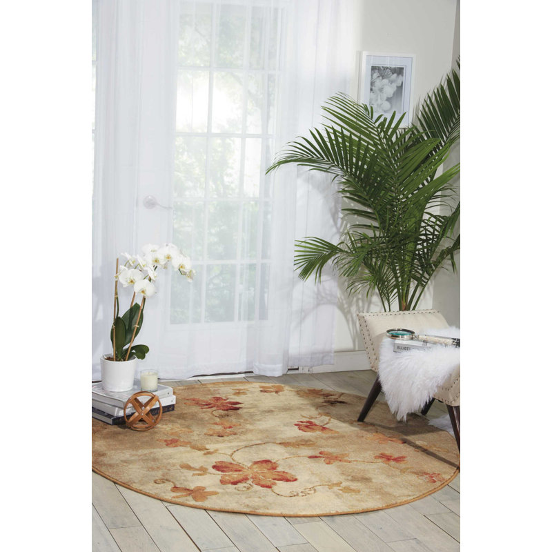 Floral Indoor Rug, Round 5'6"