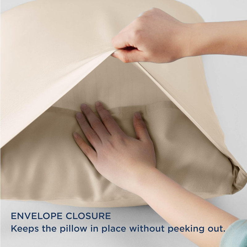 Rayon from Bamboo Pillowcase with Envelope Closure, Beige, Queen Pillowcase