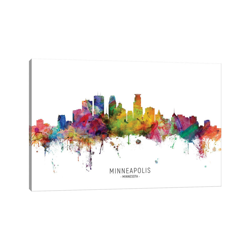Minneapolis Minnesota Skyline by Michael Tompsett - Wrapped Canvas Print, 20.32 cm H x 30.48 cm W
