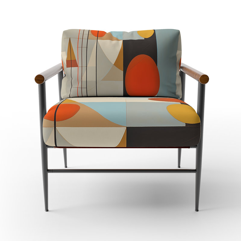 Fauteuil d'appoint rembourré Serendipity Mid-Century Geometrics I, Noir