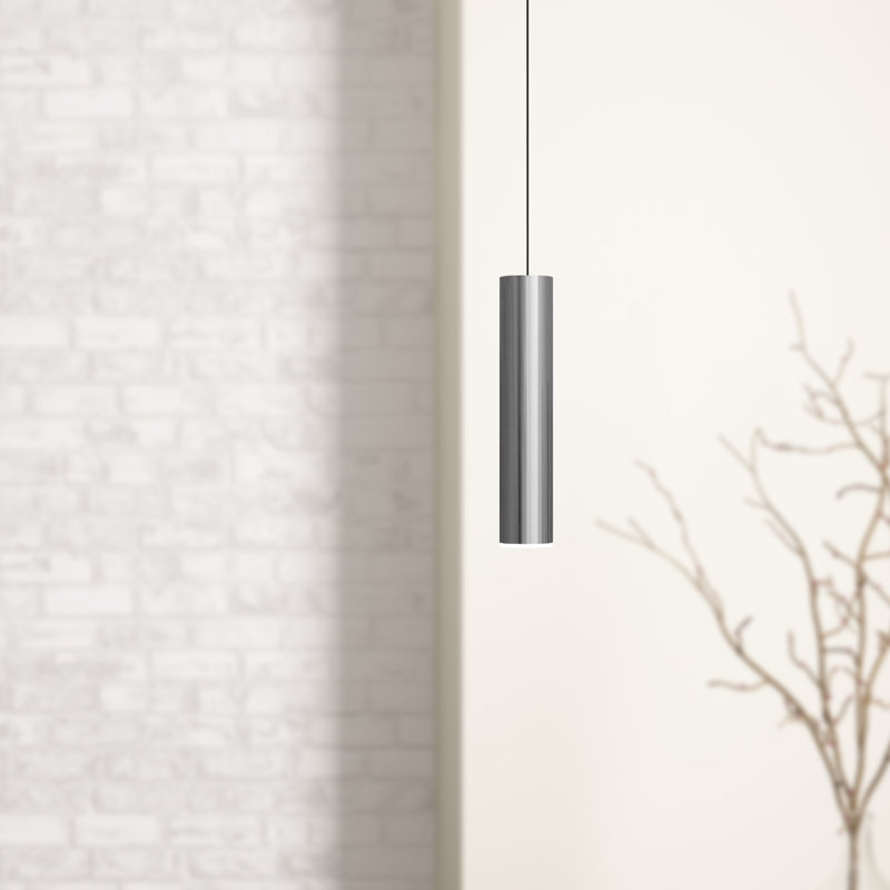 Luminaire suspendu cylindrique à 1 lumière Nevcivan, Nickel