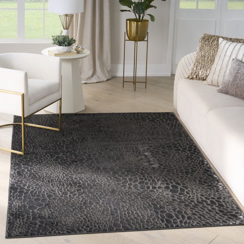 Tapis d'intérieur moderne gris anthracite Orren Ellis Lurette, Rectangle 6 pi x 9 pi
