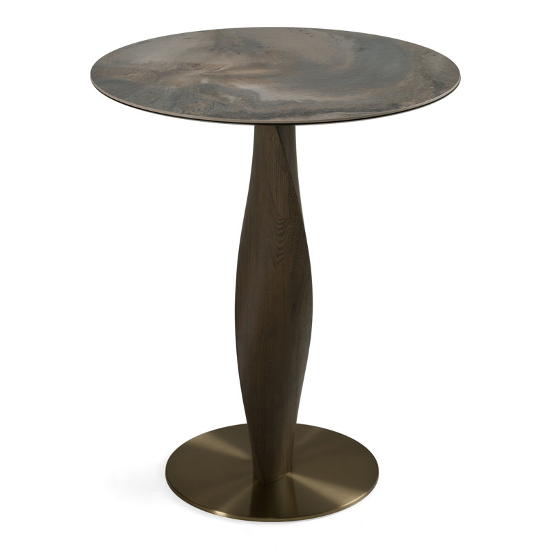 Calvary - Table de bar Mid-Century moderne en céramique et frêne gris