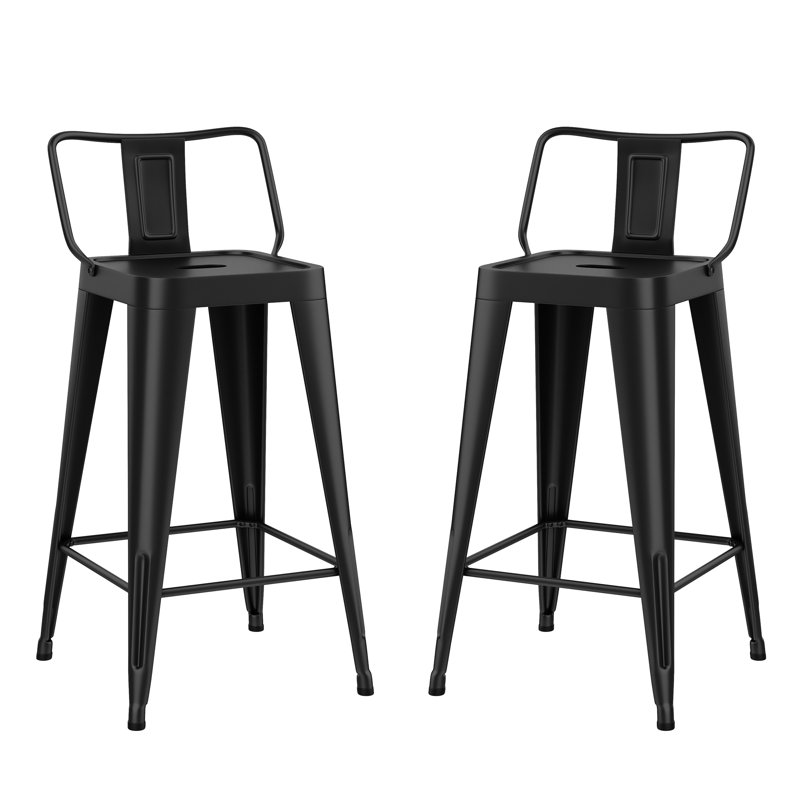 Metal Counter And Bar Stools, Bar Stool (30” Seat Height), Black