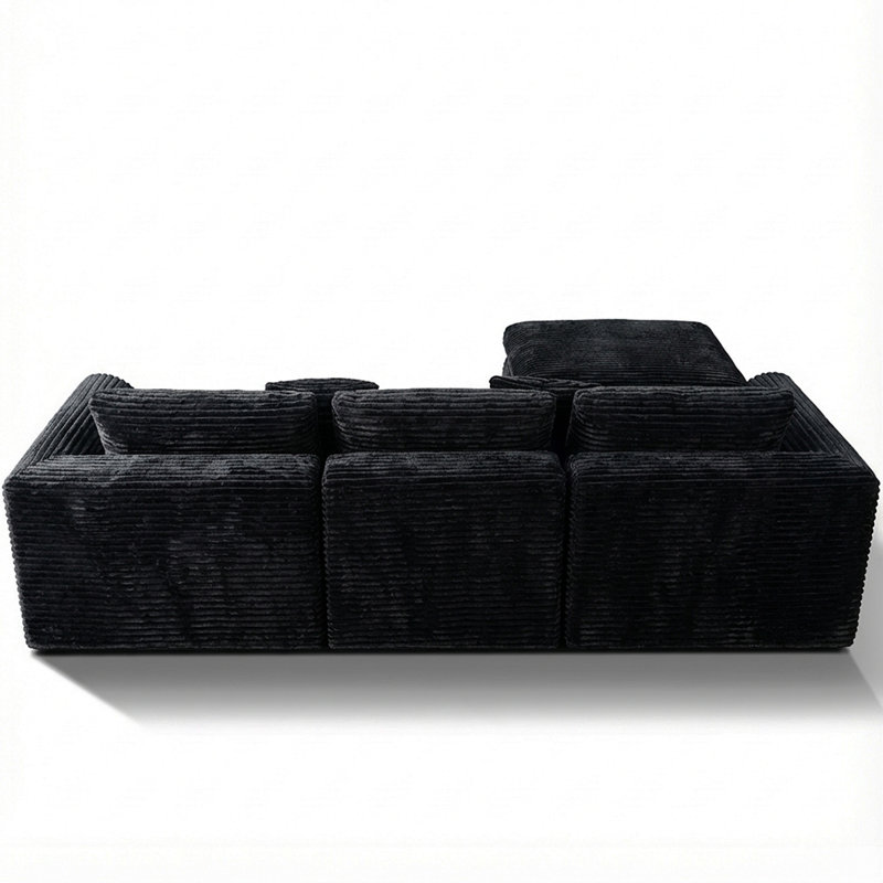 Kelvera Boneless 108-Inch Modern Sectional Sofa with High-Density Foam and Interchangeable Chaise Options, Black