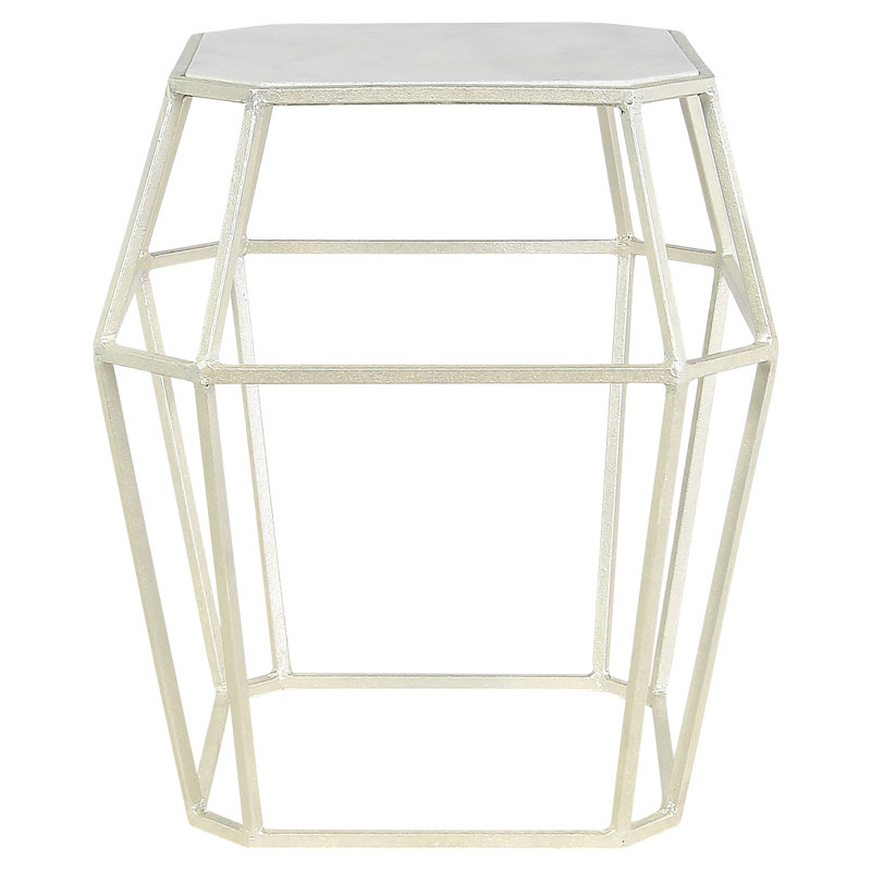 Table de bout Paris Frame, Marbre de Carrare, Blanc huître