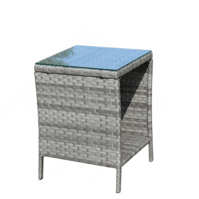 Outdoor Patio Furniture 1 Coffee Table With Clear Tempered Glass