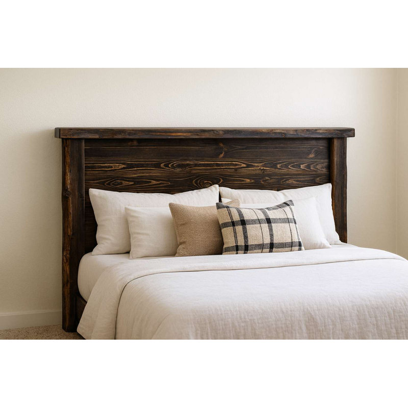 Adein Collection Smooth Sawn Solid Slab Headboard, Queen - Jacobean Stain and Clear Lacquer Finish, Black, Queen