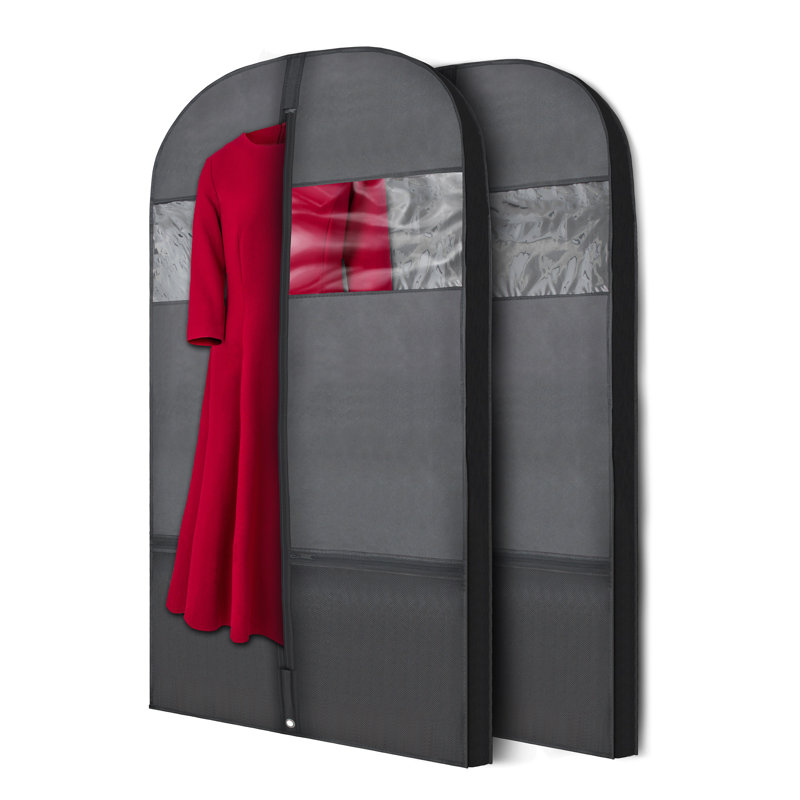 Plixio 54" Black Gusseted Garment Bags with Zipper for Travel and Storage
