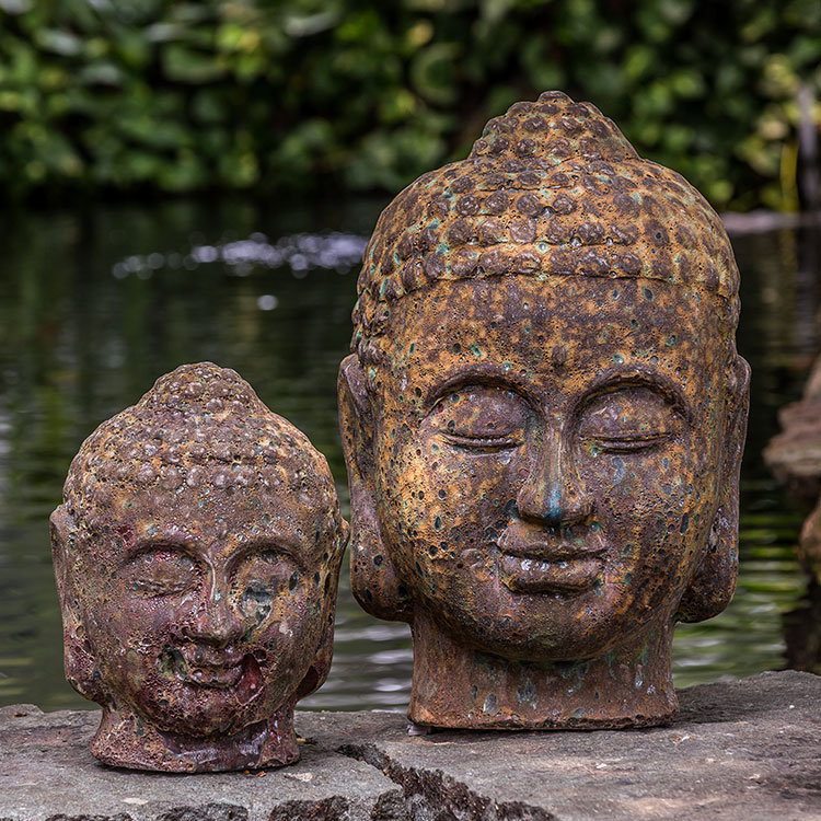 Statue Angkor Buddha, H 17 po x l 12 po x p 12 po, Brun
