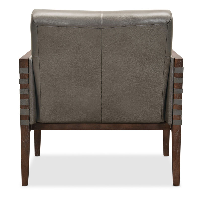 Calliope 31" Side Chair, Gray Genuine Leather