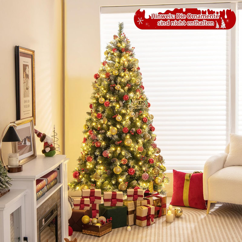 Lighted Artificial Pine Christmas Tree, 195cm H