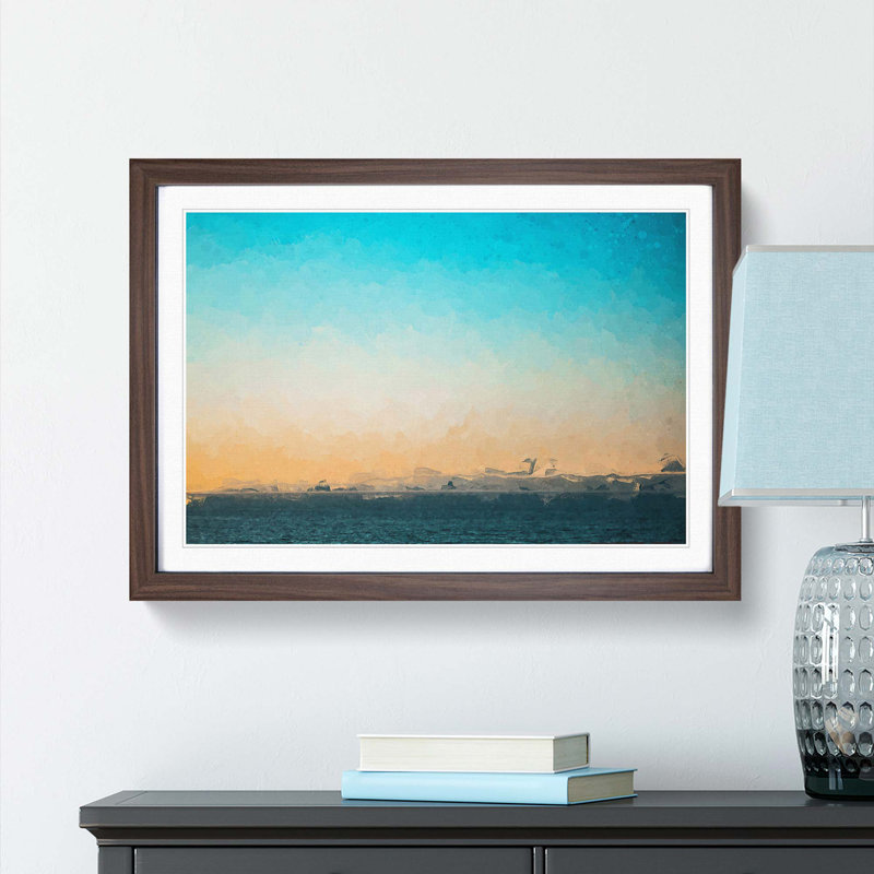 Croatia From a Distance in Abstract - Picture Frame Graphic Art Print on MDF, 48cm H x 65cm W x 2cm D, Walnut Framed