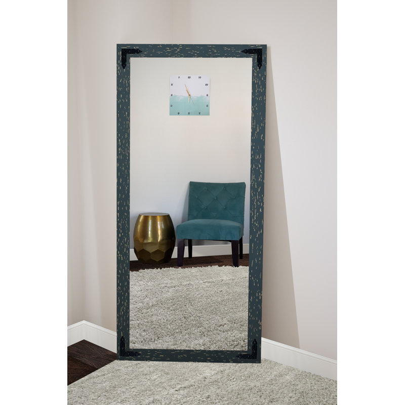 Kyrei Solid Wood Flat Mirror, Seagreen, 70" H x 31" W
