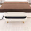Banc de rangement ovale avec pieds en bois-114728475
