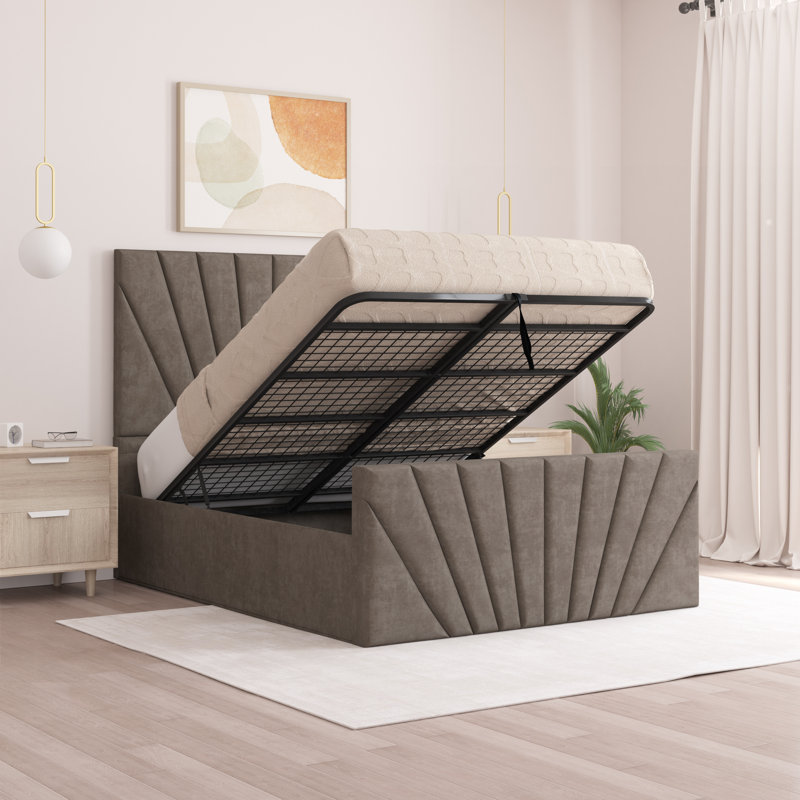 Odolo Upholstered Ottoman Storage Bed, Single (3'), Mole