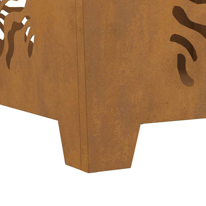 Modern Outdoor Fire Pit, 40cm H x 60cm W x 60cm D, Brown
