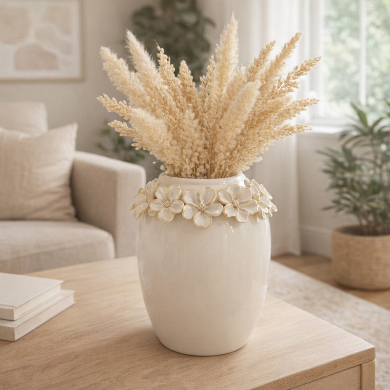 Vase floral texturé en céramique