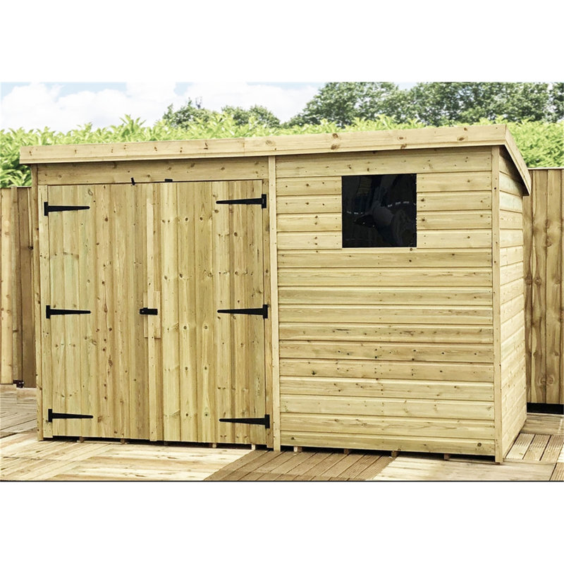 Kalos 10 ft. W x 4 ft. D Solid Wood Garden Shed