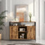 Buffet, armoire de rangement avec tablettes ouvertes pour cuisine, salle à manger, salon, style industriel, brun rustique, 43,7 x 15,74 x 31,5 pouces