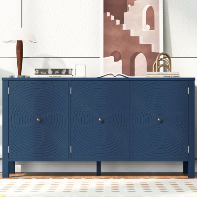 Buffet avec portes à motif tourbillonnant incurvé et design artistique à trois portes, convenant aux salons, aux entrées et aux bureaux